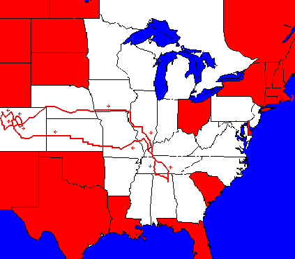 A rough map of my 1990 trip.