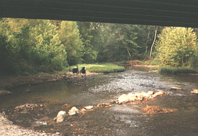 Camping site under bridge.