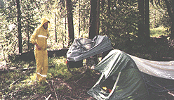 Camping in the rain.