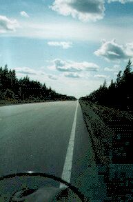 Flat road, clear skies.