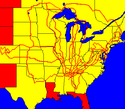 Map of my bicycle camping trips.